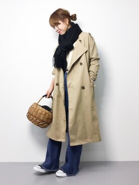 「select MOCA（セレクトモカ）のアイテム（トレンチコート）」を使った、りっぴーさん（レディース・154cm）の冬コーディネート