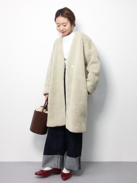 「Spick & Span（スピックアンドスパン）の≪追加2≫【PELLETTERIA VENETA】 レザーバケツバッグ◆（ショルダーバッグ）」を使った、りっぴーさん（レディース・154cm）の冬コーディネート