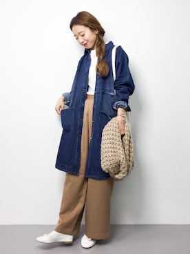 「coca（coca）（コカ）のアイテム（デニムジャケット）」を使った、りっぴーさん（レディース・154cm）の冬コーディネート