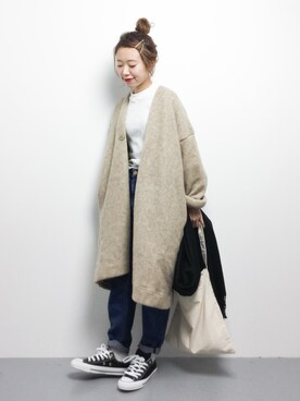 「MERLOT（メルロー）のアイテム（その他アウター）」を使った、りっぴーさん（レディース・154cm）の冬コーディネート