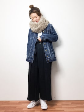「chambre de charme（シャンブルドゥシャーム）のアイテム（パンツ）」を使った、りっぴーさん（レディース・154cm）の冬コーディネート
