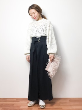 「chambre de charme（シャンブルドゥシャーム）のアイテム（パンツ）」を使った、りっぴーさん（レディース・154cm）の冬コーディネート