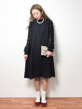 「おめかしコーデ」｜「アイテム（バレエシューズ）」を使った、りっぴーさん（レディース・154cm）の冬コーディネート