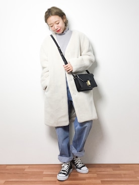 「Another Edition（アナザーエディション）のアイテム（その他アウター）」を使った、りっぴーさん（レディース・154cm）の冬コーディネート