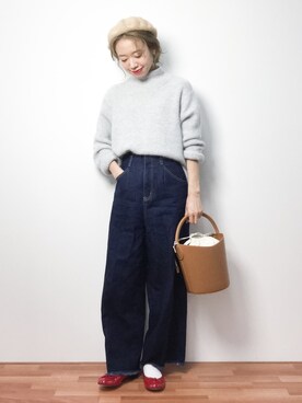 「PLAIN CLOTHING（プレーンクロージング）のアイテム（ハンチング/ベレー帽）」を使った、りっぴーさん（レディース・154cm）の冬コーディネート