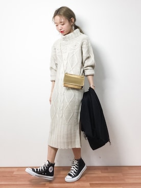 「Ameri（アメリ）のアイテム（ワンピース/ドレス）」を使った、りっぴーさん（レディース・154cm）の冬コーディネート