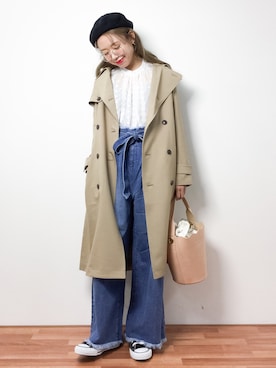 「niko and...（ニコアンド）のアイテム（トレンチコート）」を使った、りっぴーさん（レディース・154cm）の冬コーディネート