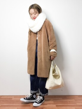 「Another Edition（アナザーエディション）のアイテム（その他アウター）」を使った、りっぴーさん（レディース・154cm）の冬コーディネート