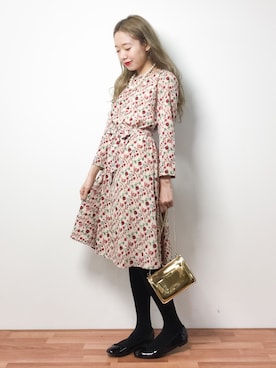 「おめかしコーデ」｜「アイテム（バレエシューズ）」を使った、りっぴーさん（レディース・154cm）の冬コーディネート