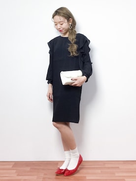 「おめかしコーデ」｜「アイテム（バレエシューズ）」を使った、りっぴーさん（レディース・154cm）の冬コーディネート