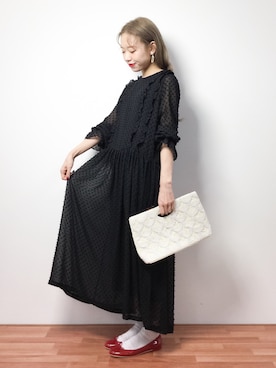 「おめかしコーデ」｜「アイテム（バレエシューズ）」を使った、りっぴーさん（レディース・154cm）の冬コーディネート