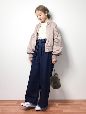 「GOUT COMMUN（グーコミューン）のアイテム（ショルダーバッグ）」を使った、りっぴーさん（レディース・154cm）の冬コーディネート