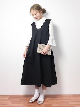 「おめかしコーデ」｜「アイテム（バレエシューズ）」を使った、りっぴーさん（レディース・154cm）の冬コーディネート