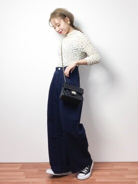 「MERLOT（メルロー）のアイテム（チノパンツ）」を使った、りっぴーさん（レディース・154cm）の冬コーディネート