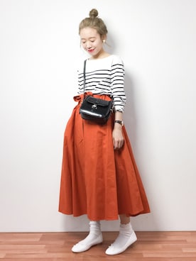 「Ameri（アメリ）のアイテム（スカート）」を使った、りっぴーさん（レディース・154cm）の春コーディネート