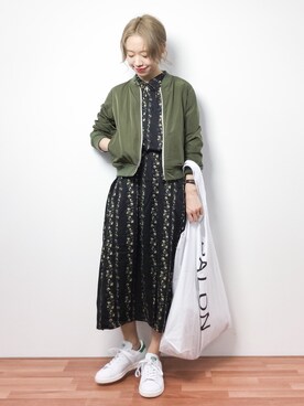 「URBAN RESEARCH Sonny Label（アーバンリサーチサニーレーベル）のアイテム（MA-1）」を使った、りっぴーさん（レディース・154cm）の冬コーディネート