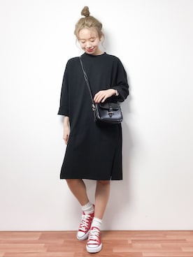 「reca（レカ）のアイテム（チュニック）」を使った、りっぴーさん（レディース・154cm）の冬コーディネート