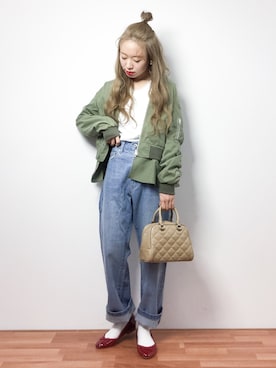 「URBAN RESEARCH（アーバンリサーチ）のアイテム（MA-1）」を使った、りっぴーさん（レディース・154cm）の冬コーディネート