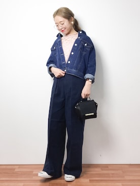 「SpRay（スプレイ）のアイテム（デニムジャケット）」を使った、りっぴーさん（レディース・154cm）の春コーディネート