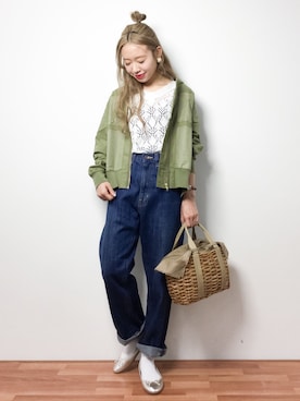 「KBF（ケイビーエフ）のアイテム（ブルゾン）」を使った、りっぴーさん（レディース・154cm）の春コーディネート