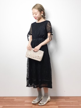 フラワー柄総レースワンピース5808を使った人気ファッションコーディネート Wear