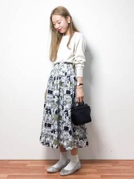 「靴下チラ見せ」｜「アイテム（バレエシューズ）」を使った、りっぴーさん（レディース・154cm）の春コーディネート