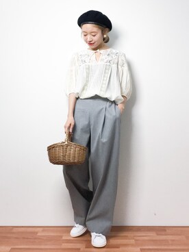 「chambre de charme（シャンブルドゥシャーム）のアイテム（パンツ）」を使った、りっぴーさん（レディース・154cm）の春コーディネート