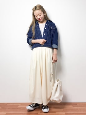 「Sunny clouds（サニークラウズ）のアイテム（バッグ）」を使った、りっぴーさん（レディース・154cm）の春コーディネート