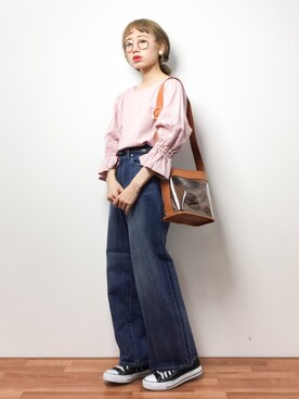 「Ameri（アメリ）のアイテム（バッグ）」を使った、りっぴーさん（レディース・154cm）の春コーディネート