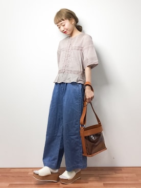 「Ameri（アメリ）のアイテム（バッグ）」を使った、りっぴーさん（レディース・154cm）の春コーディネート