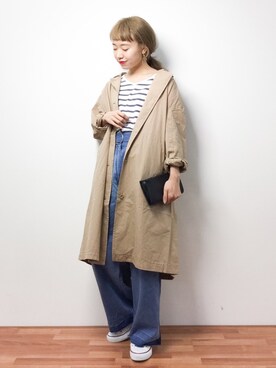 「PAR ICI（パーリッシィ）のアイテム（ステンカラーコート）」を使った、りっぴーさん（レディース・154cm）の春コーディネート