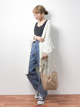 「une nana cool（ウンナナクール）のアイテム」を使った、りっぴーさん（レディース・154cm）の春コーディネート