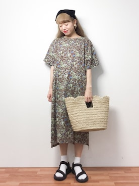 「chambre de charme（シャンブルドゥシャーム）のアイテム（ワンピース）」を使った、りっぴーさん（レディース・154cm）の夏コーディネート