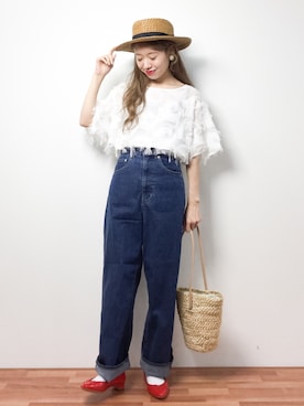 「JEANASIS（ジーナシス）のアイテム（バレエシューズ）」を使った、りっぴーさん（レディース・154cm）の夏コーディネート