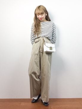 「マリンコーデ」｜「アイテム（バレエシューズ）」を使った、りっぴーさん（レディース・154cm）の夏コーディネート