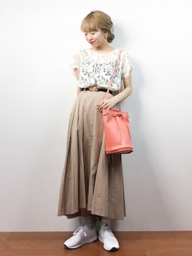 「URBAN RESEARCH DOORS WOMENS（アーバンリサーチ ドアーズ ウィメンズ）のDOORS タックロングスカート（スカート）」を使った、りっぴーさん（レディース・154cm）の夏コーディネート