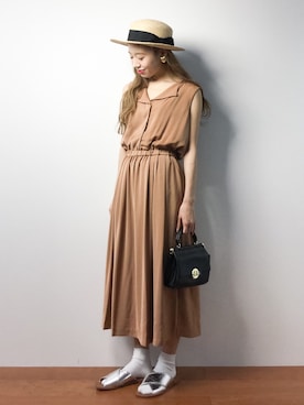 「靴下チラ見せ」｜「アイテム（サンダル）」を使った、りっぴーさん（レディース・154cm）の夏コーディネート