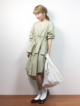 「靴下チラ見せ」｜「アイテム（バレエシューズ）」を使った、りっぴーさん（レディース・154cm）の夏コーディネート