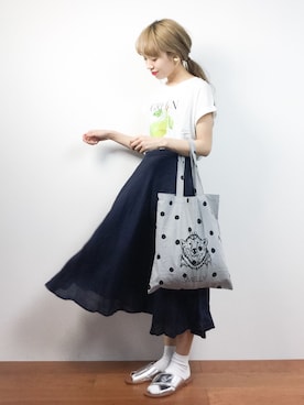 「靴下チラ見せ」｜「アイテム（サンダル）」を使った、りっぴーさん（レディース・154cm）の夏コーディネート