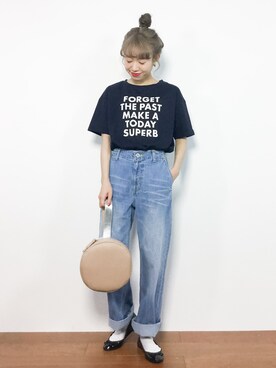 「URBAN RESEARCH DOORS（アーバンリサーチドアーズ）のデニムワイドパンツ（デニムパンツ）」を使った、りっぴーさん（レディース・154cm）の夏コーディネート