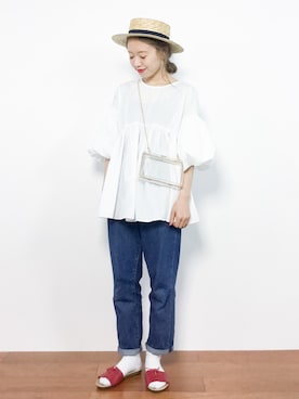 「rps（アールピーエス）のアイテム（チュニック）」を使った、りっぴーさん（レディース・154cm）の夏コーディネート