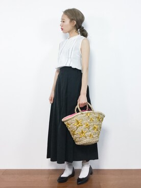 「JEANASIS（ジーナシス）のアイテム（バレエシューズ）」を使った、りっぴーさん（レディース・154cm）の夏コーディネート