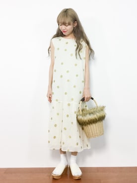 「chambre de charme（シャンブルドゥシャーム）のアイテム（ワンピース）」を使った、りっぴーさん（レディース・154cm）の夏コーディネート