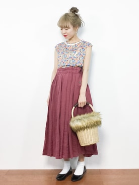「note et silence （ノートエシロンス）のアイテム（スカート）」を使った、りっぴーさん（レディース・154cm）の夏コーディネート
