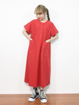 「chambre de charme（シャンブルドゥシャーム）のアイテム（ワンピース）」を使った、りっぴーさん（レディース・154cm）の夏コーディネート