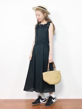 「chambre de charme（シャンブルドゥシャーム）のアイテム（ワンピース）」を使った、りっぴーさん（レディース・154cm）の夏コーディネート