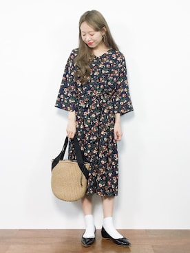 「SPIRALGIRL（スパイラルガール）のアイテム（かごバッグ）」を使った、りっぴーさん（レディース・154cm）の夏コーディネート