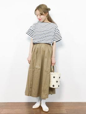 「FORDMILLS（フォードミルズ）のアイテム」を使った、りっぴーさん（レディース・154cm）の夏コーディネート