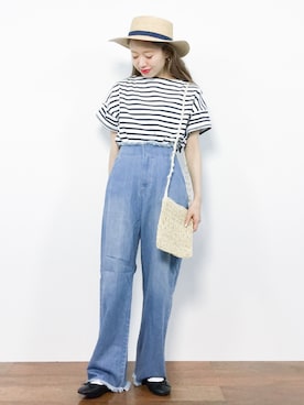 「and it_（アンドイット）のアイテム（帽子）」を使った、りっぴーさん（レディース・154cm）の夏コーディネート
