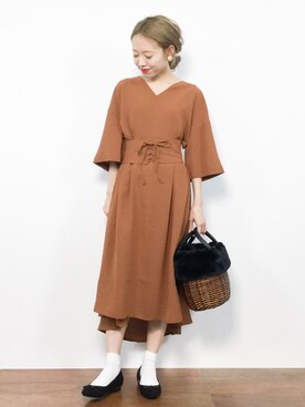 「おめかしコーデ」｜「アイテム（バレエシューズ）」を使った、りっぴーさん（レディース・154cm）の夏コーディネート